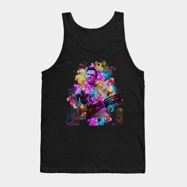 Johnny Cash ~ Watercolor Illustration Tank Top by Punyaomyule